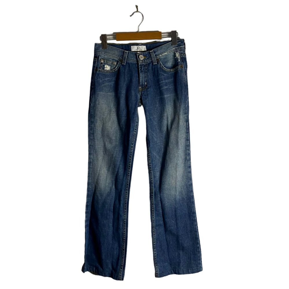 Armani Exchange Women's Viper Stone & Tint Distressed Bootcut Denim Jeans